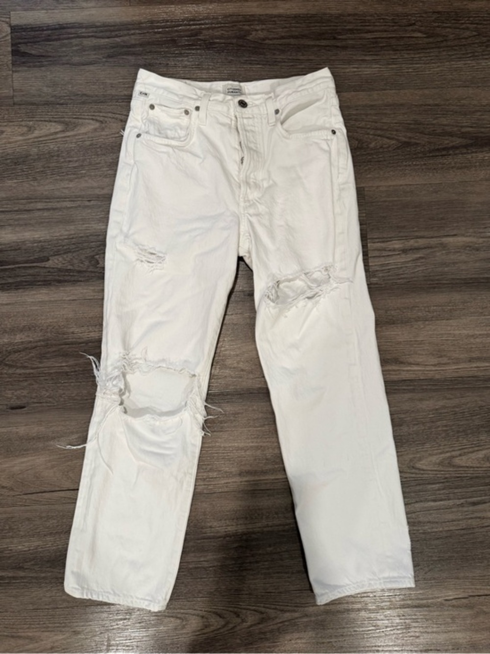 Citizens of Humanity Emery High Rise Relaxed Crop in White Cotton Size 25